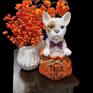 French Bulldog Frenchie Dog Bow Tie Halloween Trick or Treat Bag Figure Decor